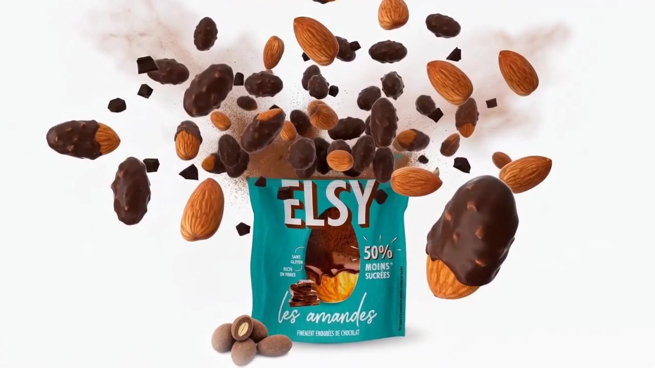 Amandes enrobées de chocolat ELSY en pleine explosion de gourmandise